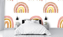 Pastel Pink and Yellow Rainbows Wall Mural
