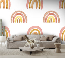 Pastel Pink and Yellow Rainbows Wall Mural