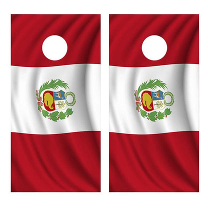 Flag of Peru Cornhole Board Decal Wraps