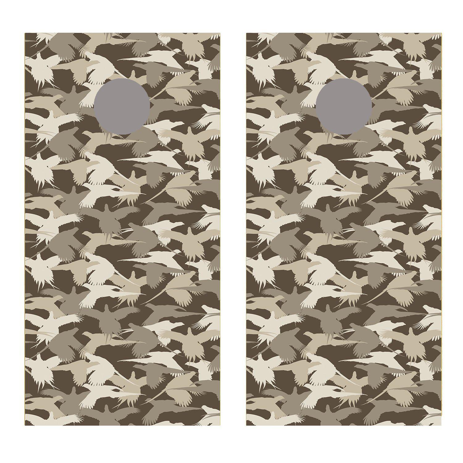 Pheasant Silhouette Desert Camo Cornhole Board Decal Wraps