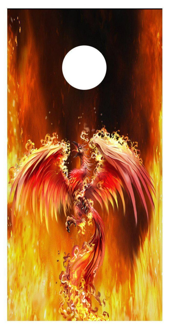 Flaming Phoenix Fire Corn Hole Decal Wrap Board Sticker - Let's Print Big