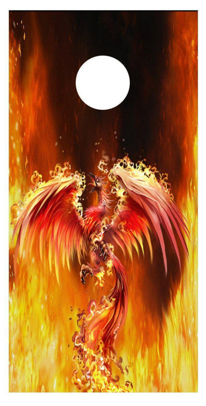 Flaming Phoenix Fire Corn Hole Decal Wrap Board Sticker - Let's Print Big