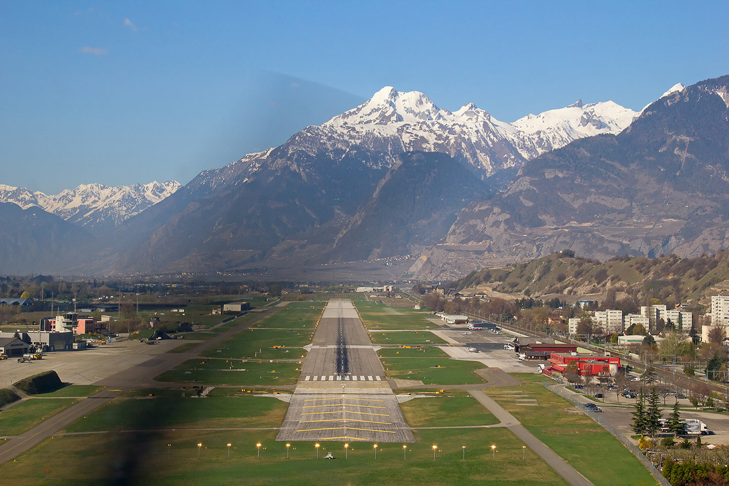Pilots View Landing Airport Runway Wall Mural