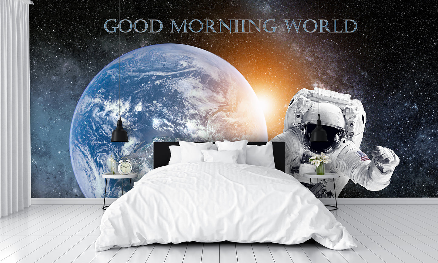 Outer Space Earth Sun Astronaut Wall Mural