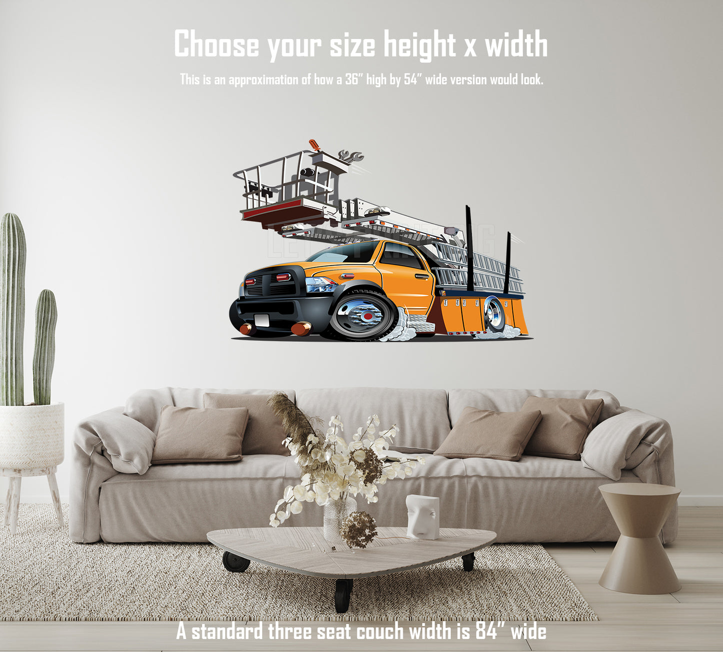 Car Art Platform Lift Truck Cartoon Wall Decal