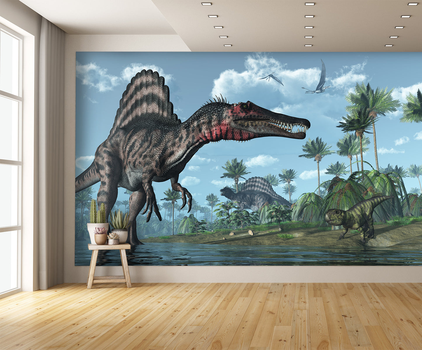Prehistoric Scene with Dinosaurs Wall Mural