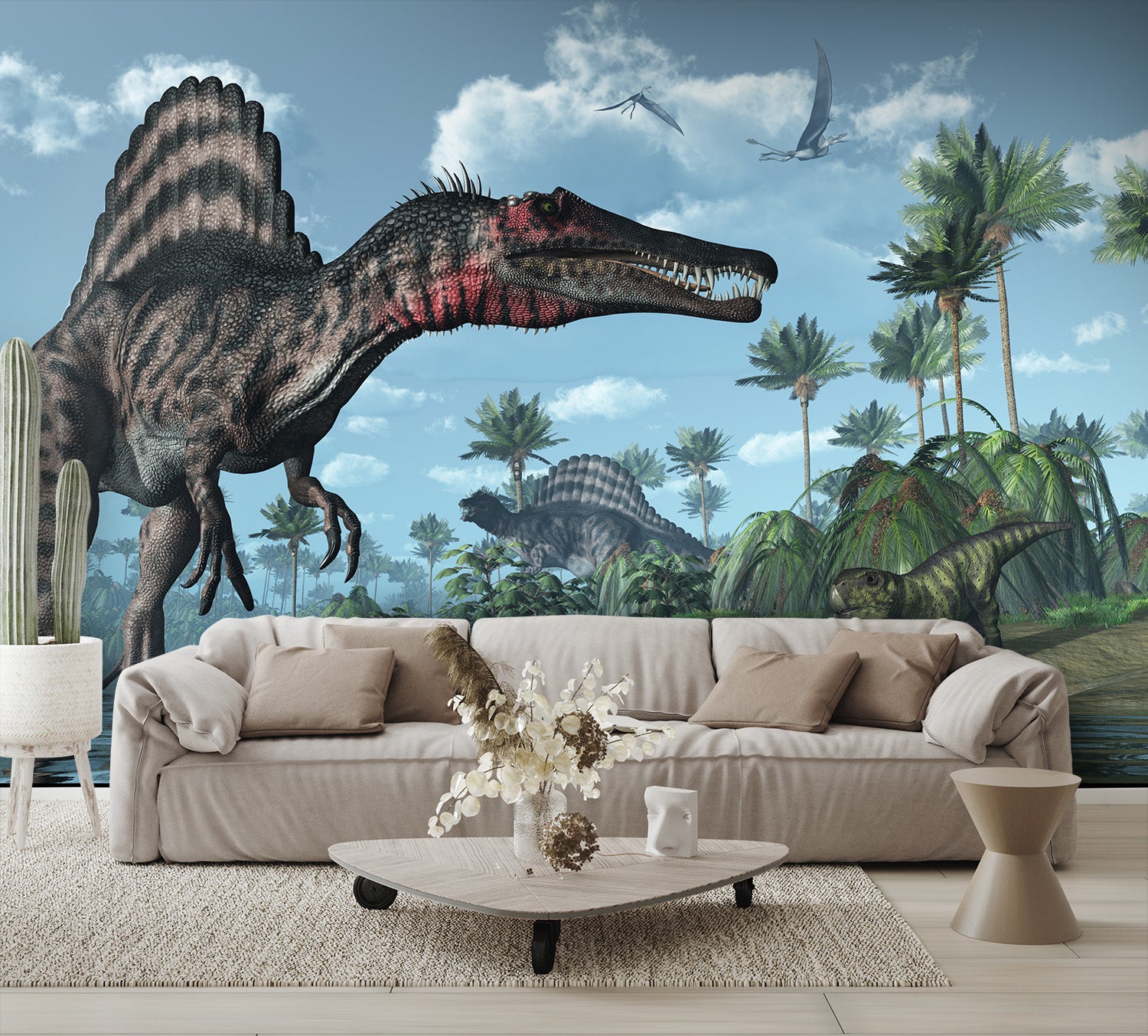 3D Dinosaur Desert 1591 Wall Murals