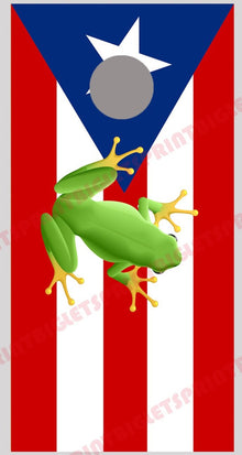 Puerto Rico Flag with Frog Cornhole Board Decal Wrap