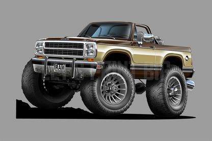 Car Art Ram 4x4 Pickup Truck Cartoon Wall Decal