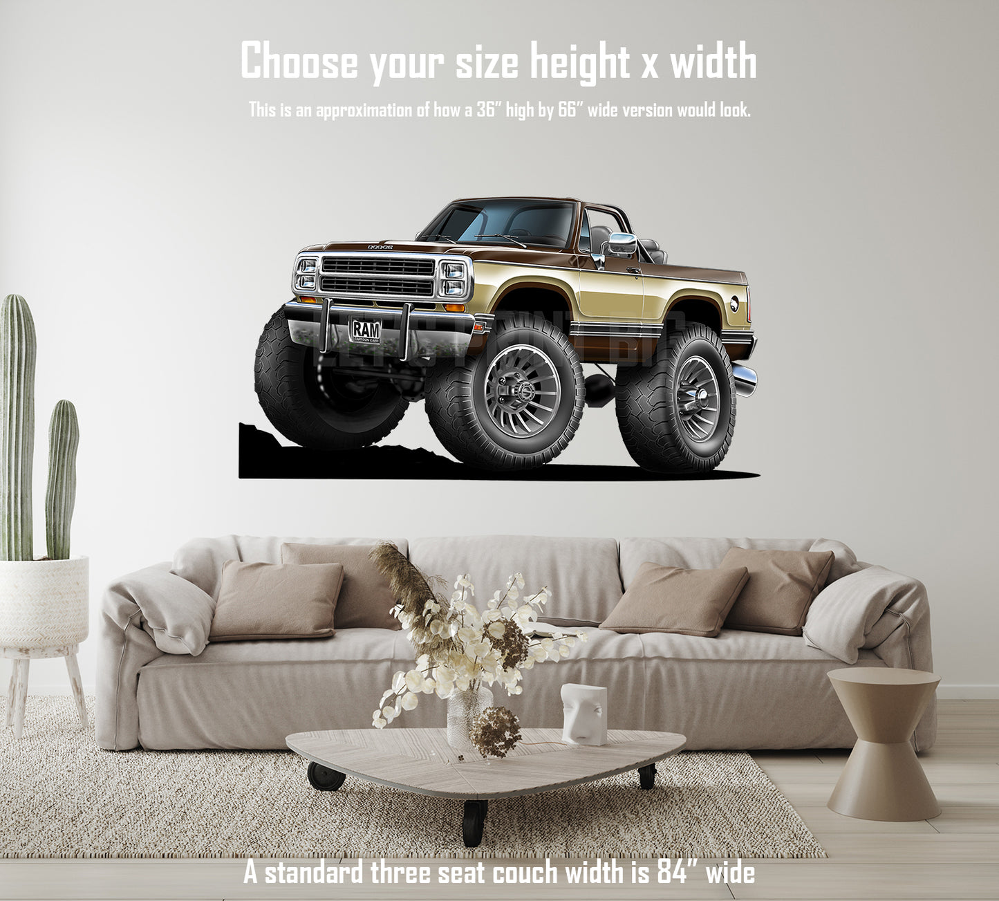 Car Art Ram 4x4 Pickup Truck Cartoon Wall Decal