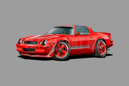 1981 Camaro T-Top Red Muscle Car Art Wall Decal