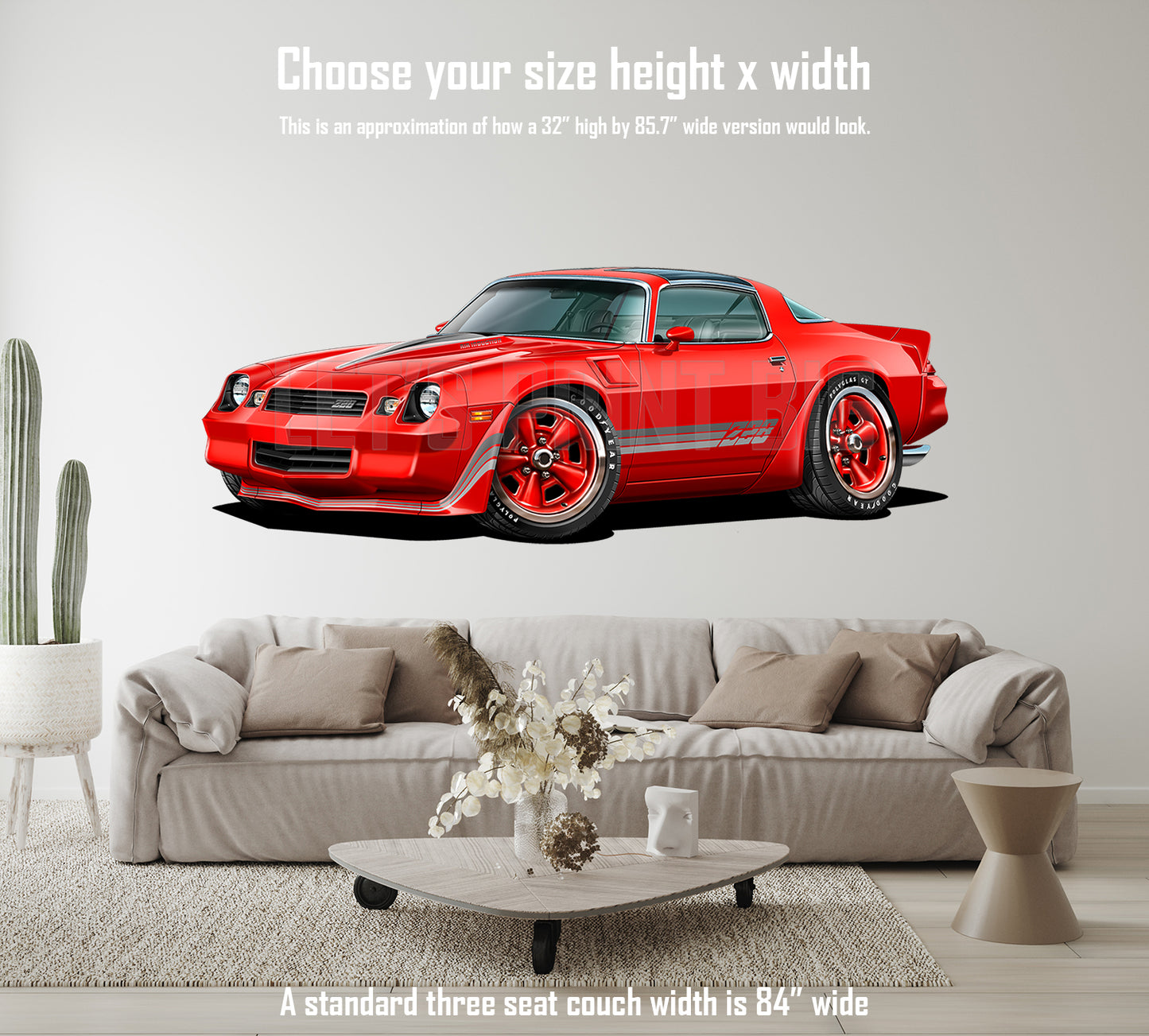 1981 Camaro T-Top Red Muscle Car Art Wall Decal