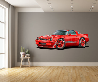 1981 Camaro T-Top Red Muscle Car Art Wall Decal