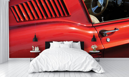 Car Art Mustang Red Car Wall Mural