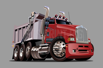 Car Art Red Dump Truck Cartoon Wall Decal