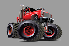 Car Art Red Monster Truck Cartoon Wall Decal