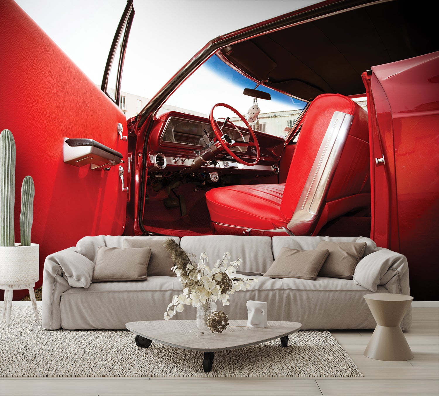 Car Art Red Mustang Interior Wall Mural