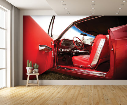 Car Art Red Mustang Interior Wall Mural