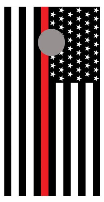 Thin Red Line American Flag Corn Hole Decal Wrap