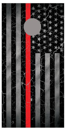 Red Line Crackle American Flag Corn Hole Board Decal Wrap