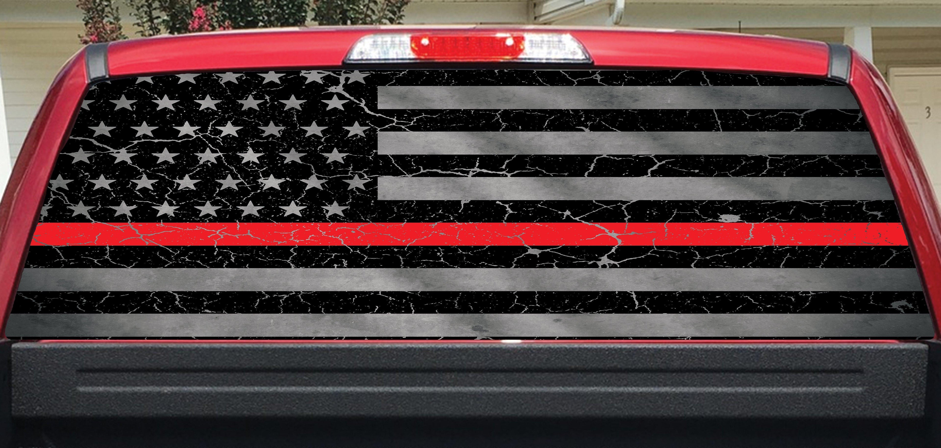Red Line Crackle Rear Window Decal