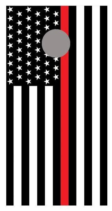 Thin Red Line Flipped American Flag Corn Hole Decal Wrap