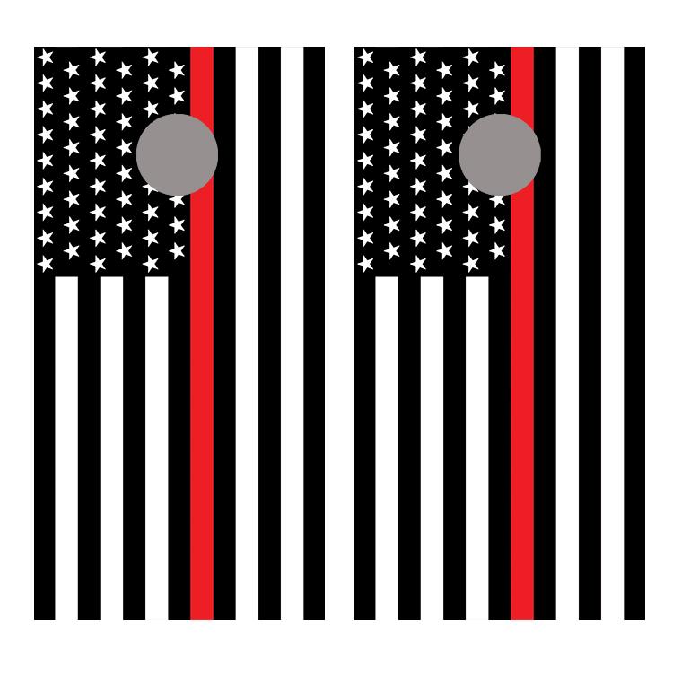 Thin Red Line Flipped American Flag Corn Hole Decal Wrap