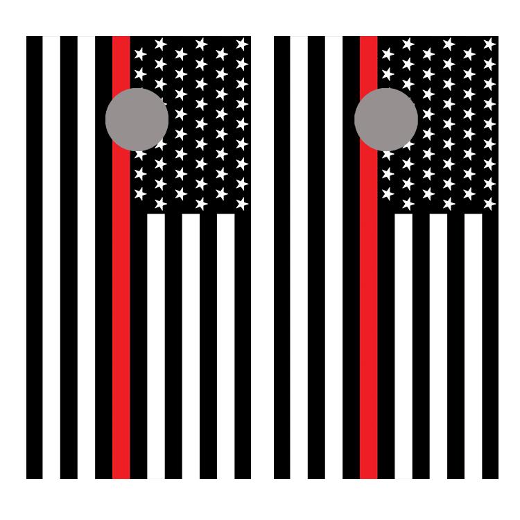 Thin Red Line American Flag Corn Hole Decal Wrap