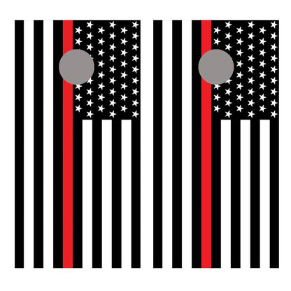 Thin Red Line American Flag Corn Hole Decal Wrap