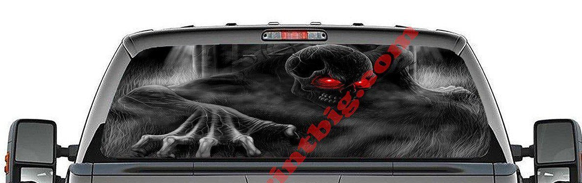 Red Eyed Skull-Rear Window Decal-Graphic - Let's Print Big