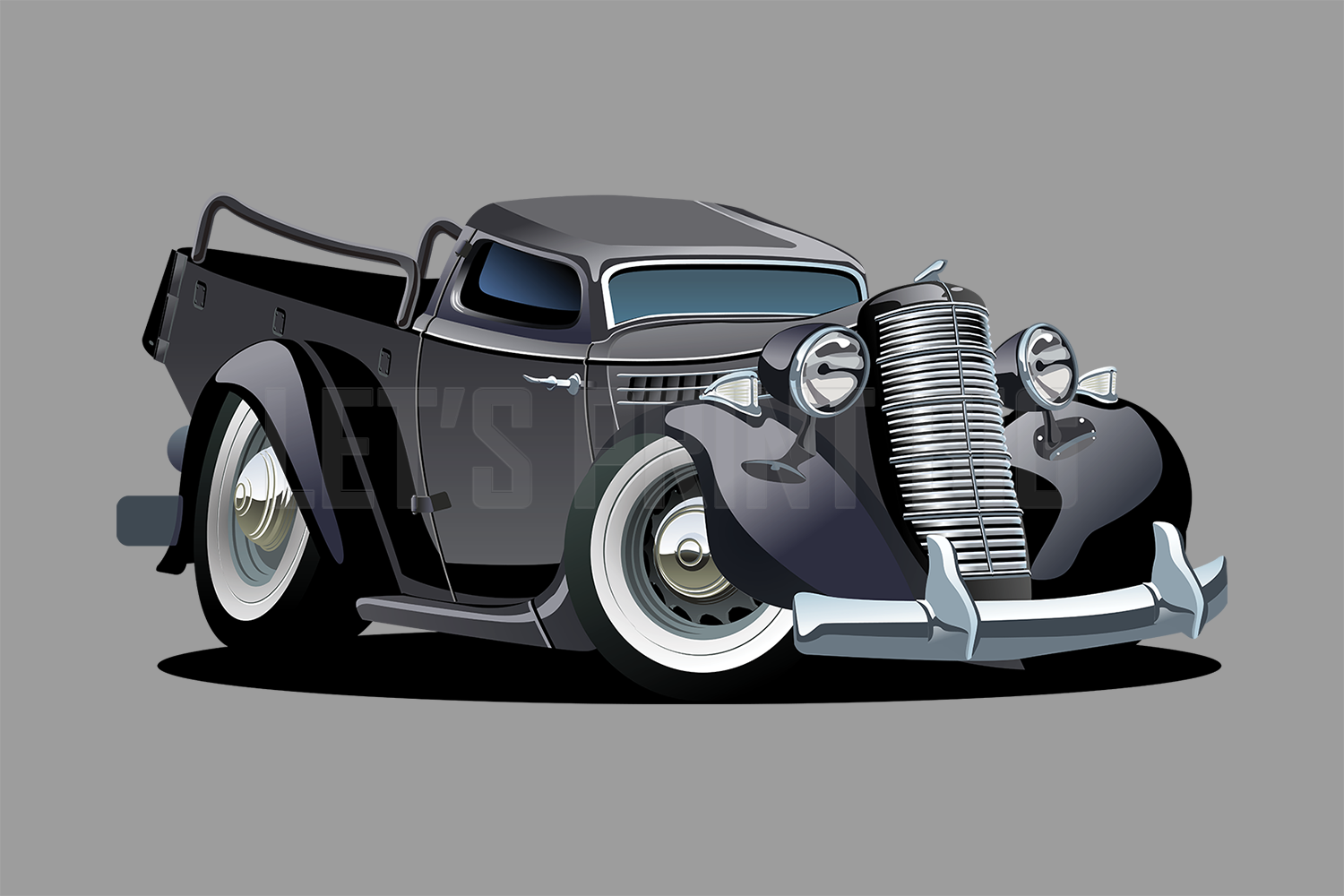 Car Art Retro Cartoon Pickup Wall Decal