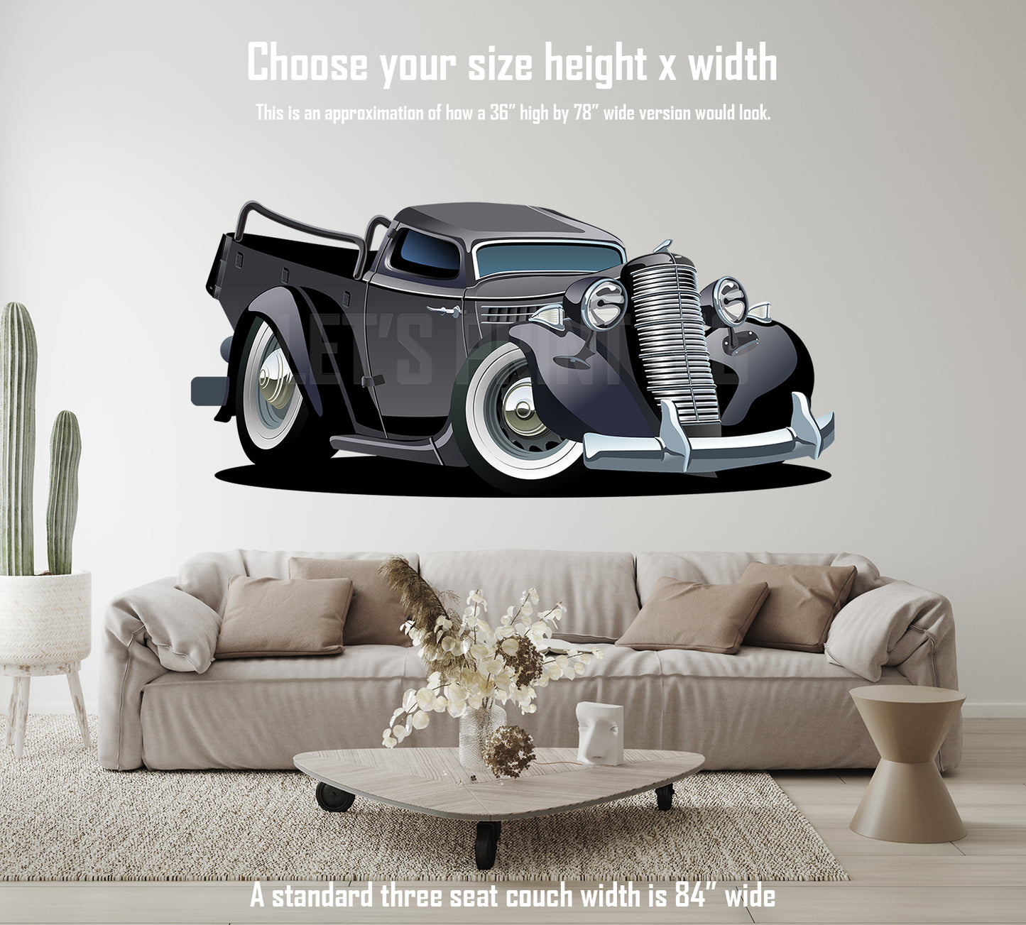 Car Art Retro Cartoon Pickup Wall Decal