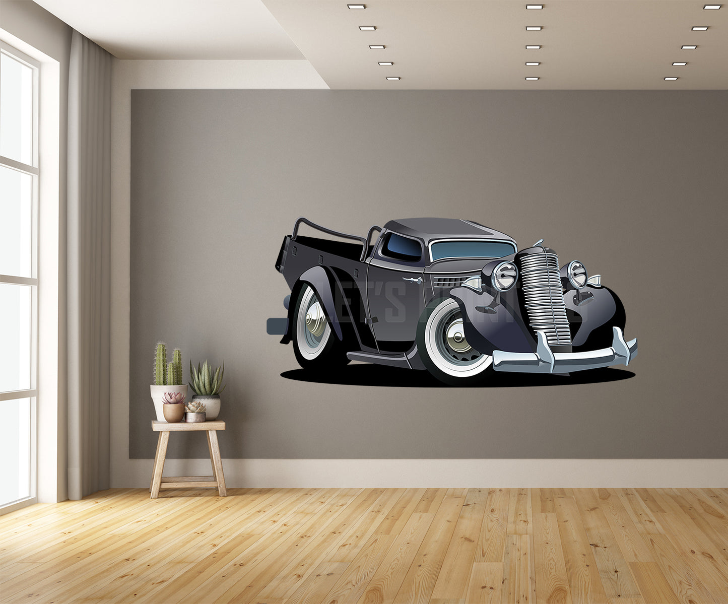 Car Art Retro Cartoon Pickup Wall Decal