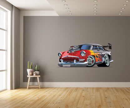 Car Art Retro Hot Rod Cartoon Wall Decal