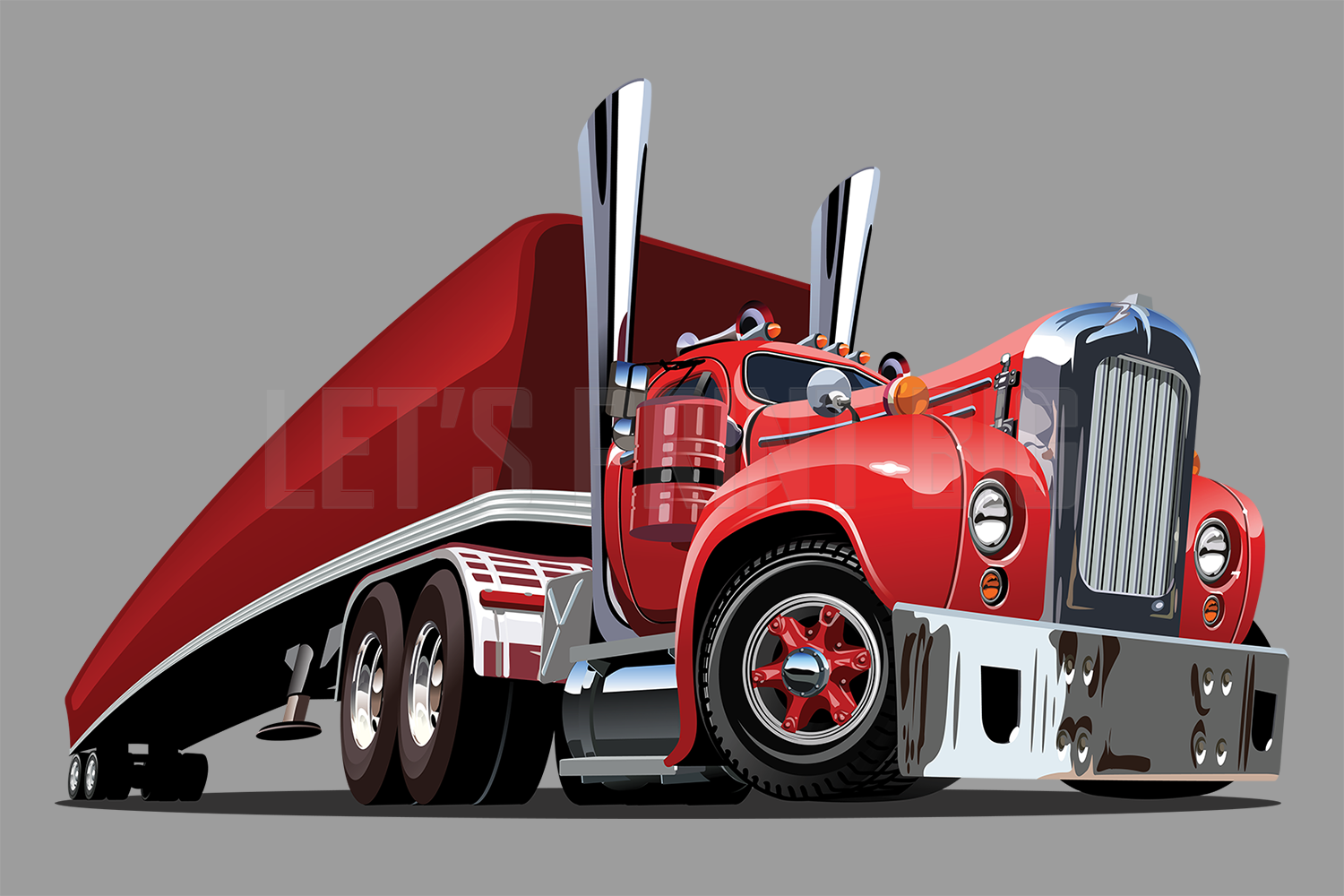 Car Art Retro Semi Truck Cartoon Wall Decal