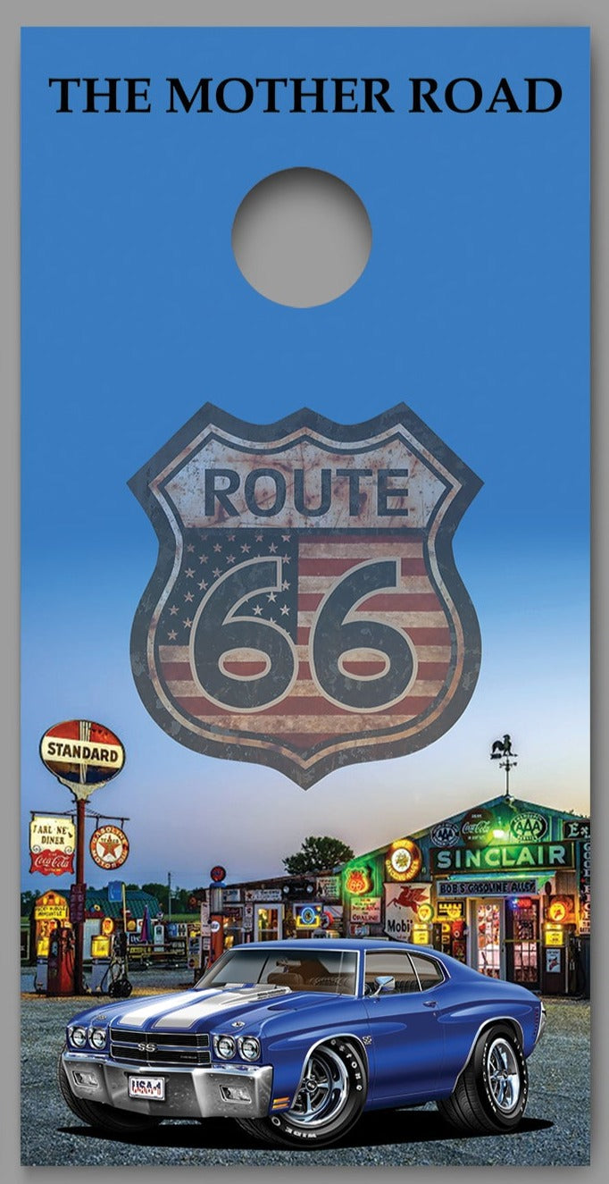 Route 66 Bob's Gasoline Alley 1970 Chevelle Cornhole Board Decal Wrap