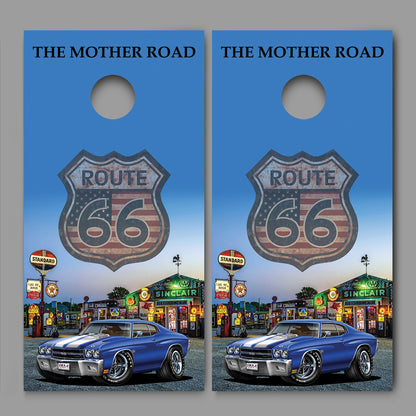 Route 66 Bob's Gasoline Alley 1970 Chevelle Cornhole Board Decal Wrap