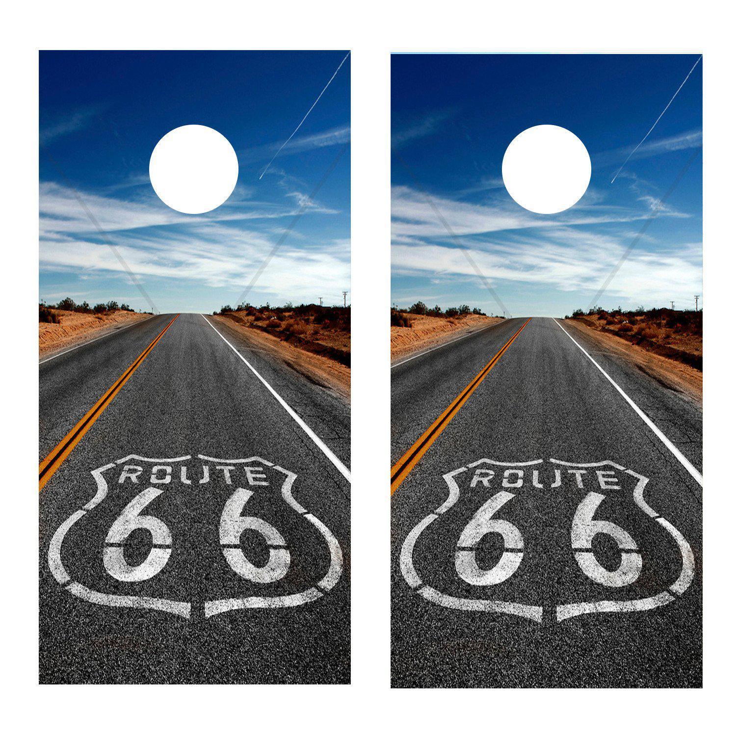 Route 66 Cornhole Decal Highway Corn Hole Decal Wrap