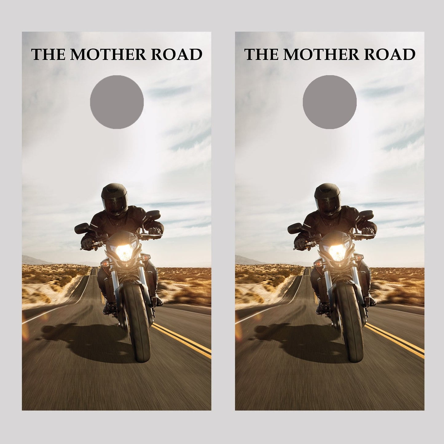 Route 66 Biker Cornhole Board Decal Wraps