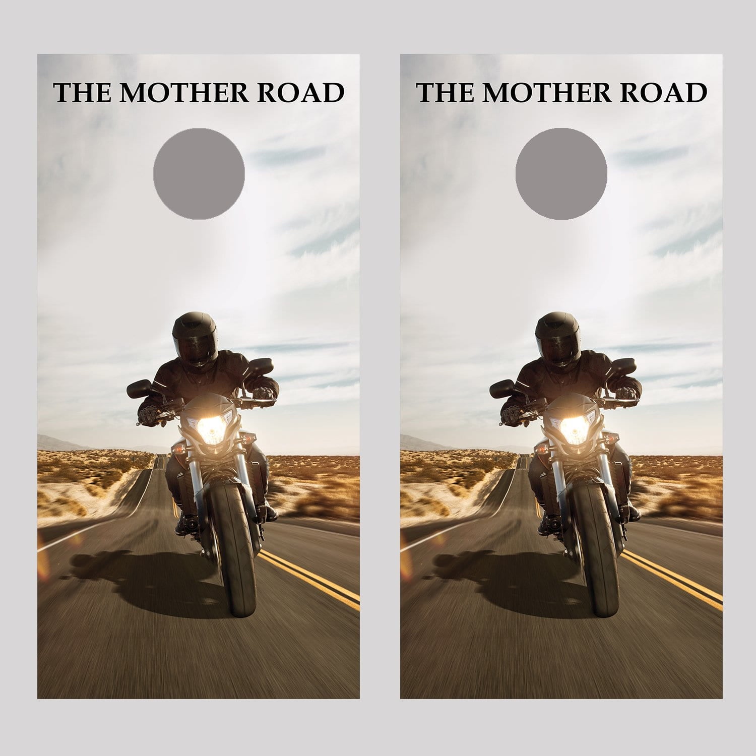 Route 66 Biker Cornhole Board Decal Wraps