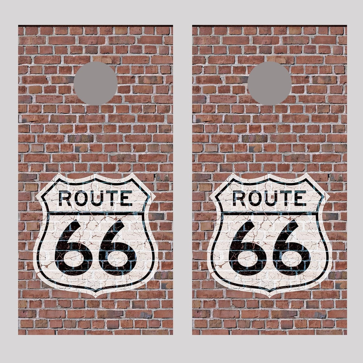 Route 66 Sign Brick Wall 1 Cornhole Board Decal Wraps