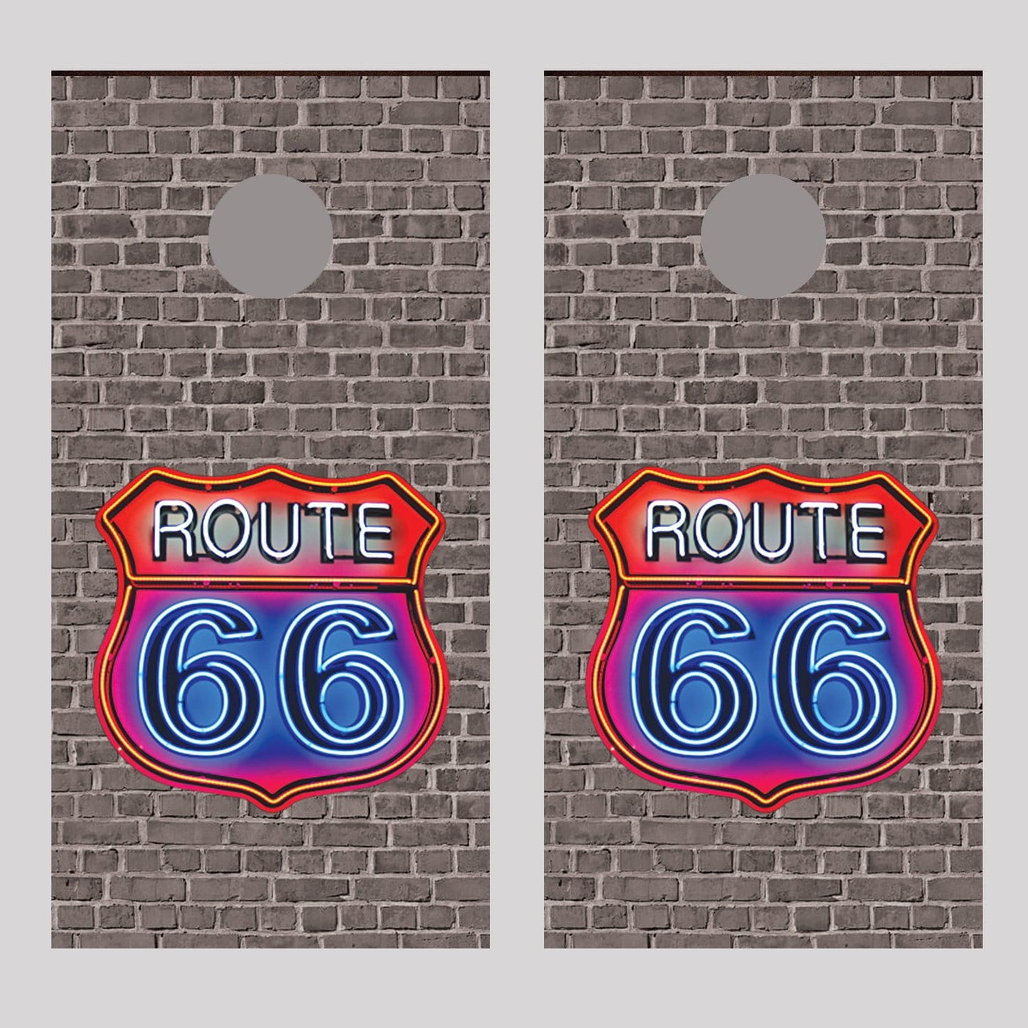 Route 66 Sign Brick Wall 2 Cornhole Board Decal Wraps
