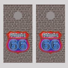 Route 66 Sign Brick Wall 2 Cornhole Board Decal Wraps