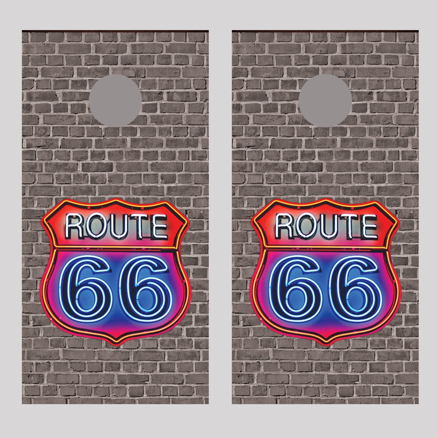 Route 66 Sign Brick Wall 2 Cornhole Board Decal Wraps
