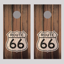 Route 66 Sign Wood Fence Design A Cornhole Board Decal Wrap