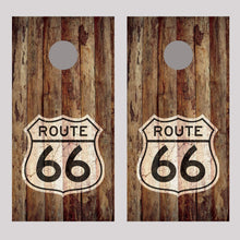 Route 66 Sign Wood Fence Design B Cornhole Board Decal Wrap