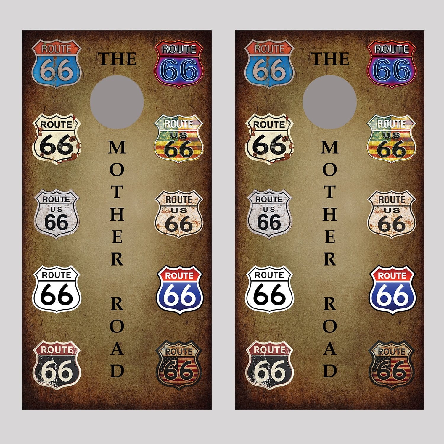 Route 66 Signs Cornhole Board Decal Wraps