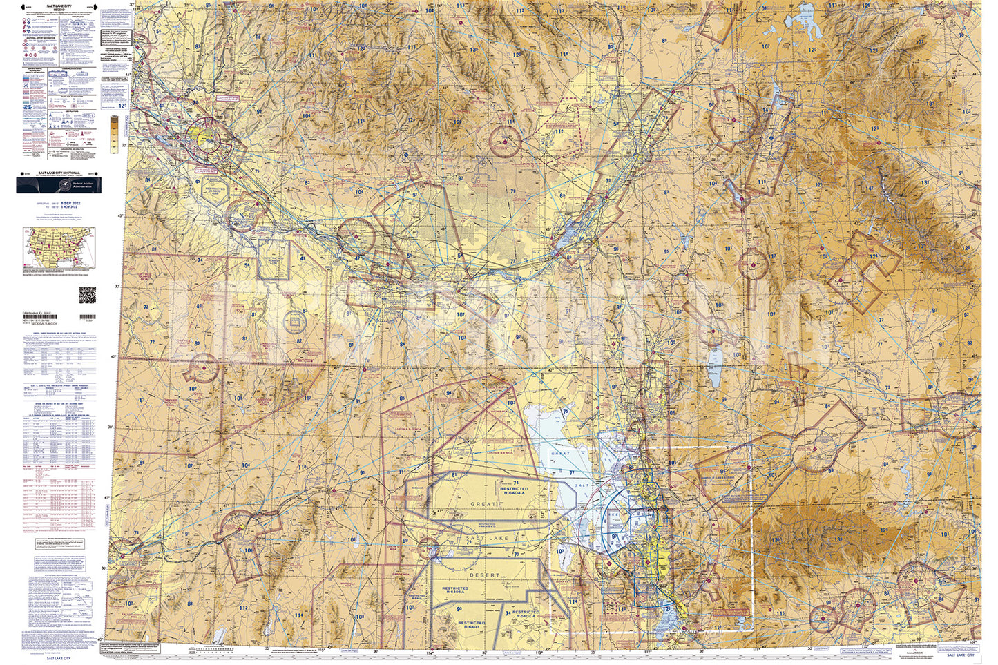 Aeronautical Chart Salt Lake City Wall Mural