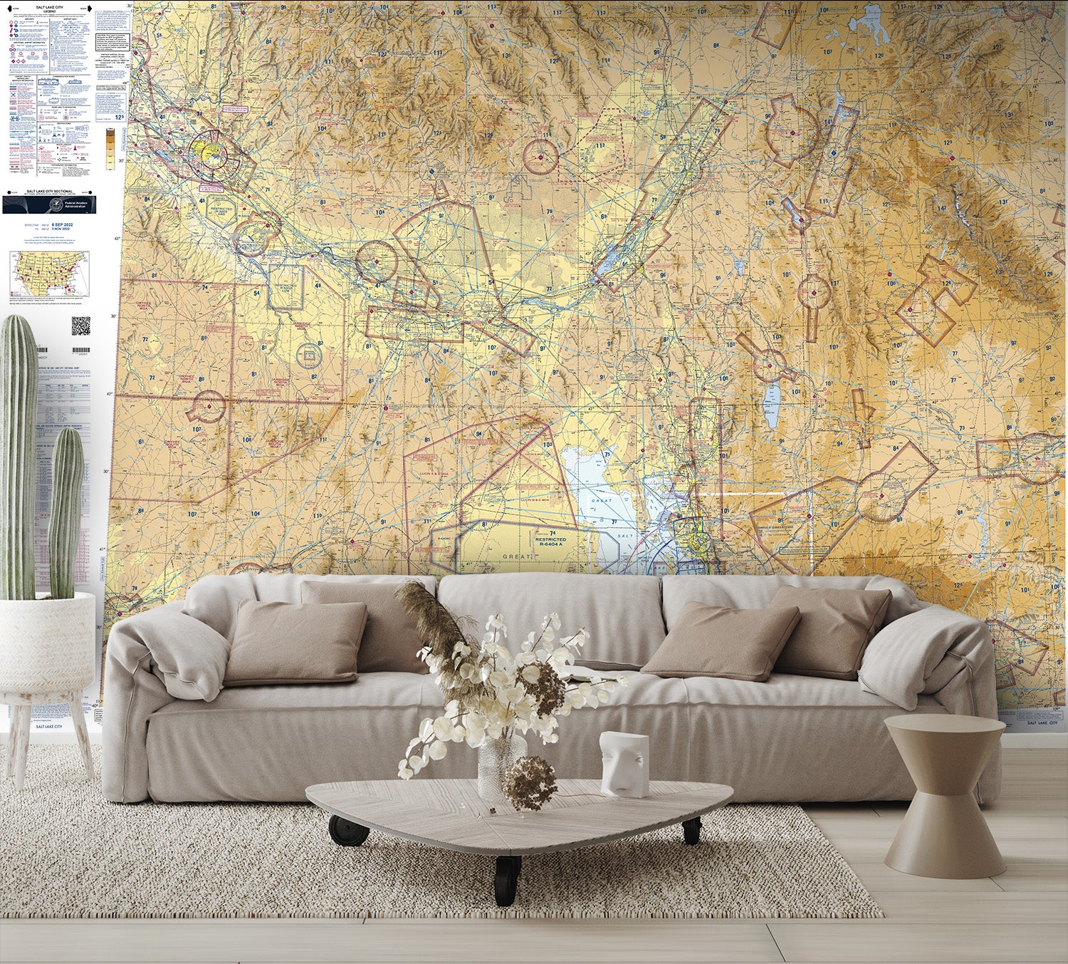 Aeronautical Chart Salt Lake City Wall Mural