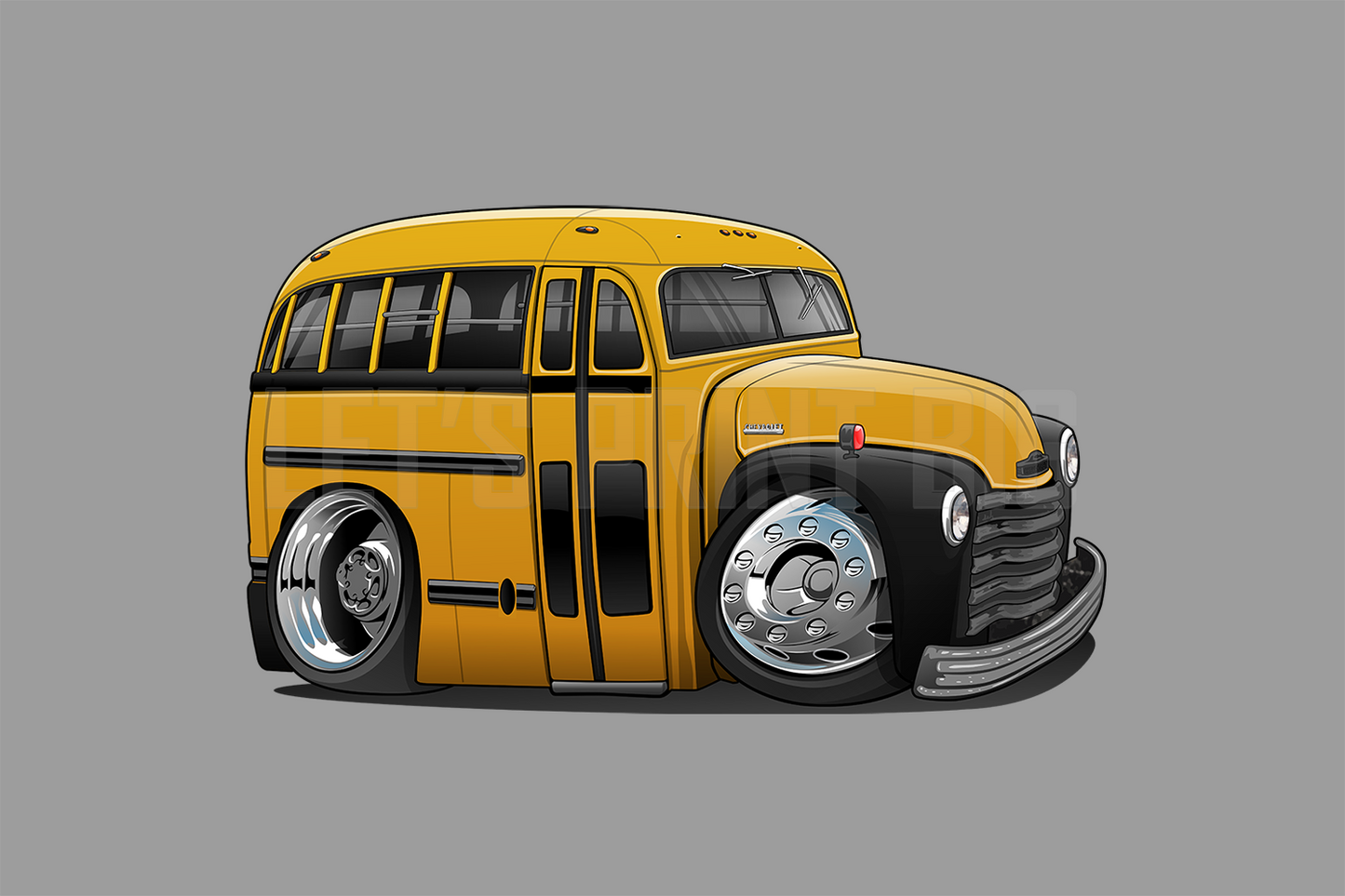 1952 School Bus Hot Rod Car Art Wall Decal